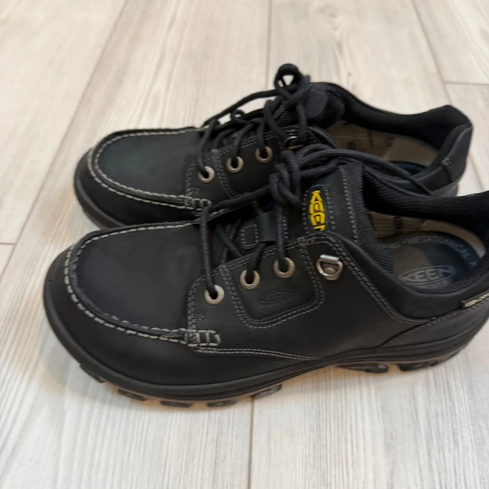 NEW Keen Nopo Lace Mens 8 Black Leather Waterproof Hiking Shoes 13025-BLCK